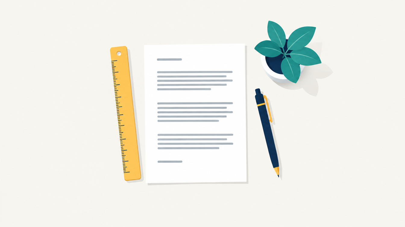 Cover letter on one A4 page with a ruler and pen