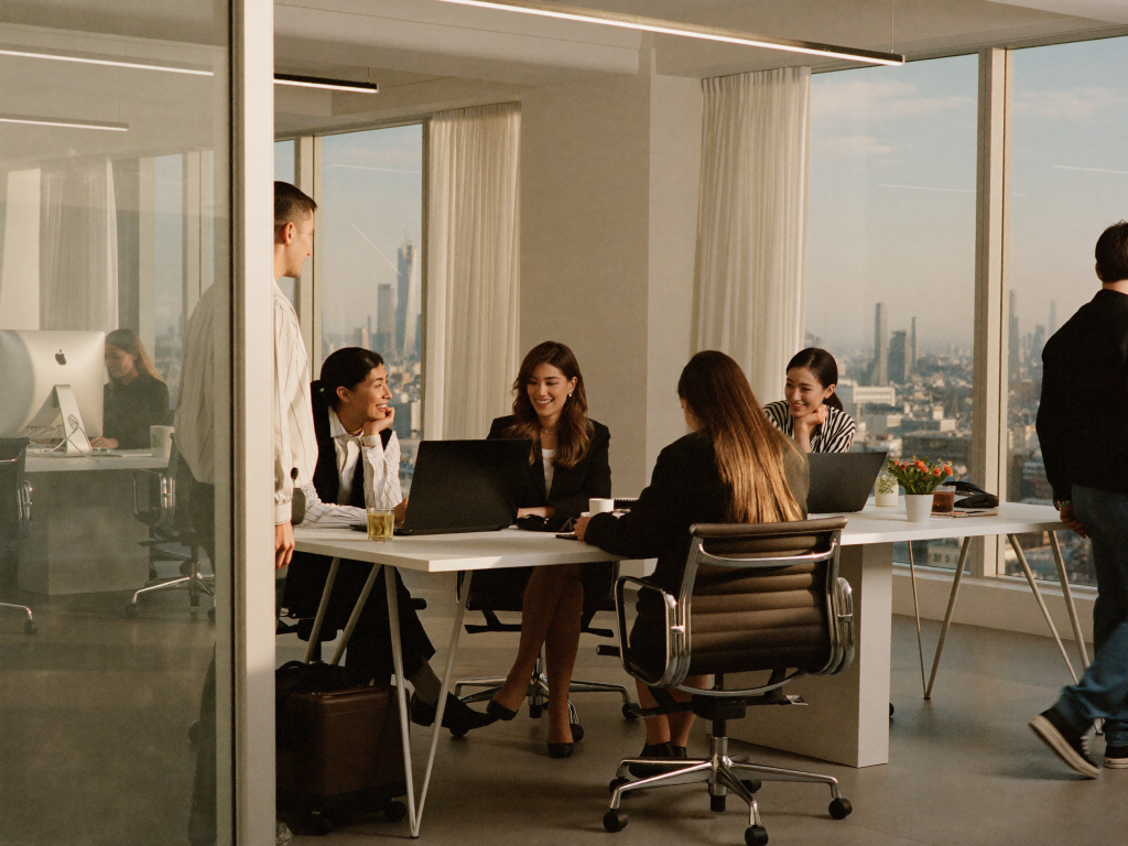 JP Morgan Graduate Scheme candidates collaborating in a financial services office