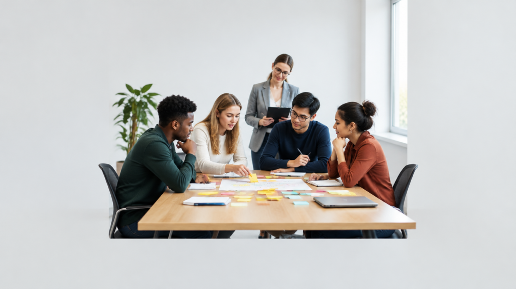 Santander graduate scheme assessment: candidates doing a group exercise