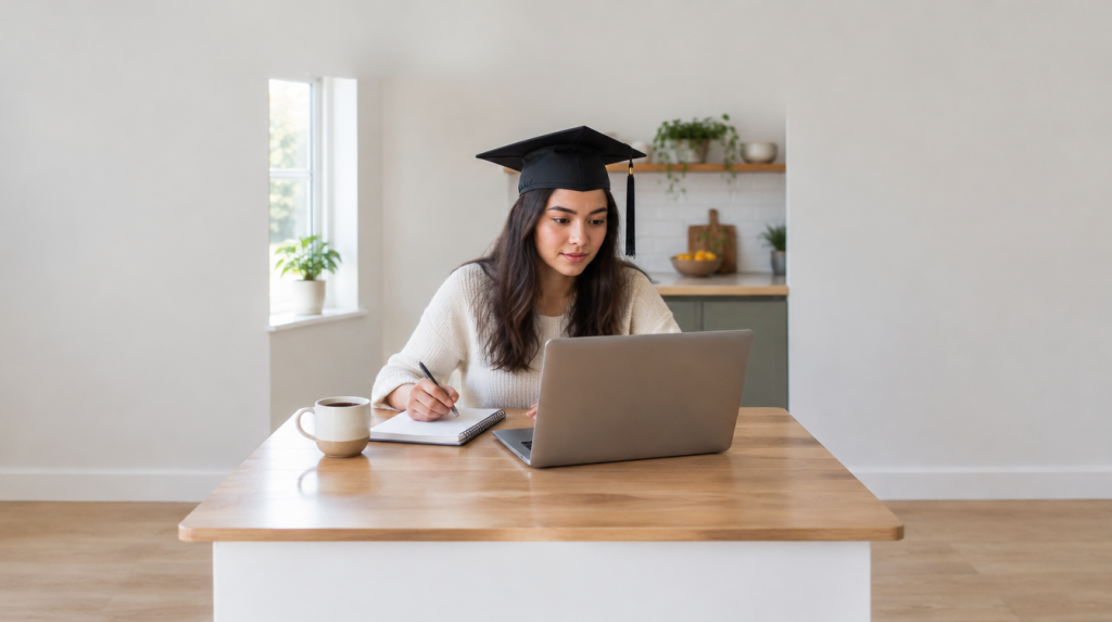 Santander graduate scheme online assessment: graduate practising at home