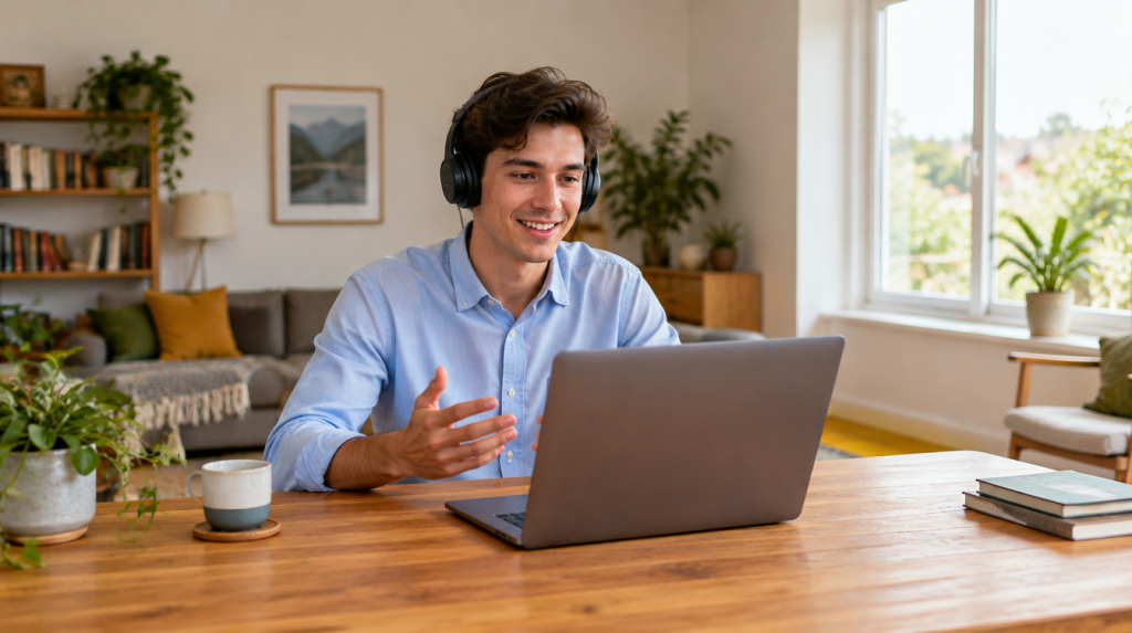 NHS graduate scheme Alignment Assessment: graduate on a video interview at home