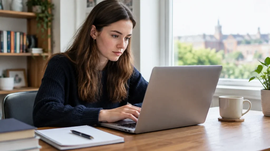 Graduate completing the HSBC graduate scheme online assessment on a laptop