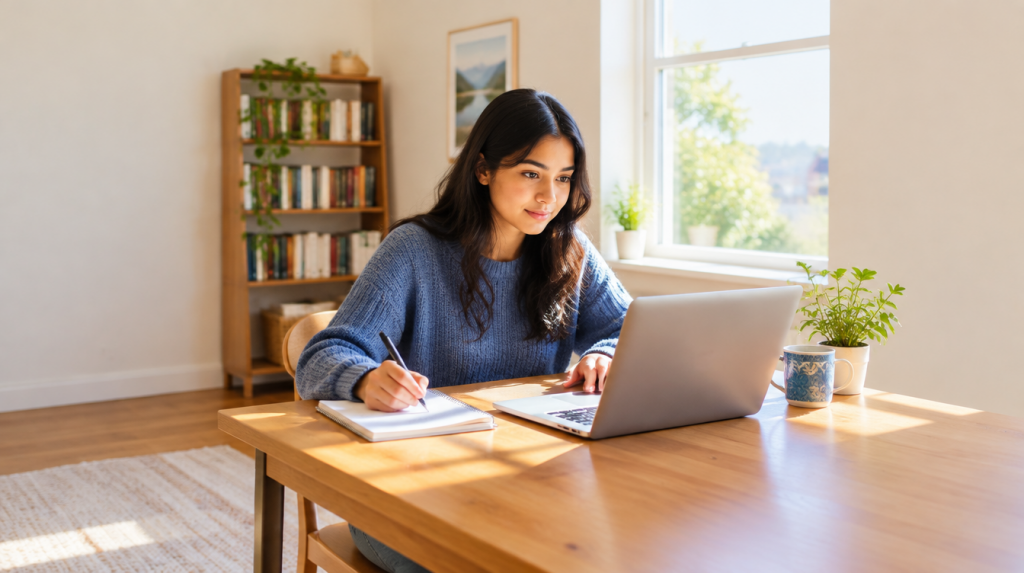 Graduate completing an online game-based assessment at home for the Airbus graduate scheme