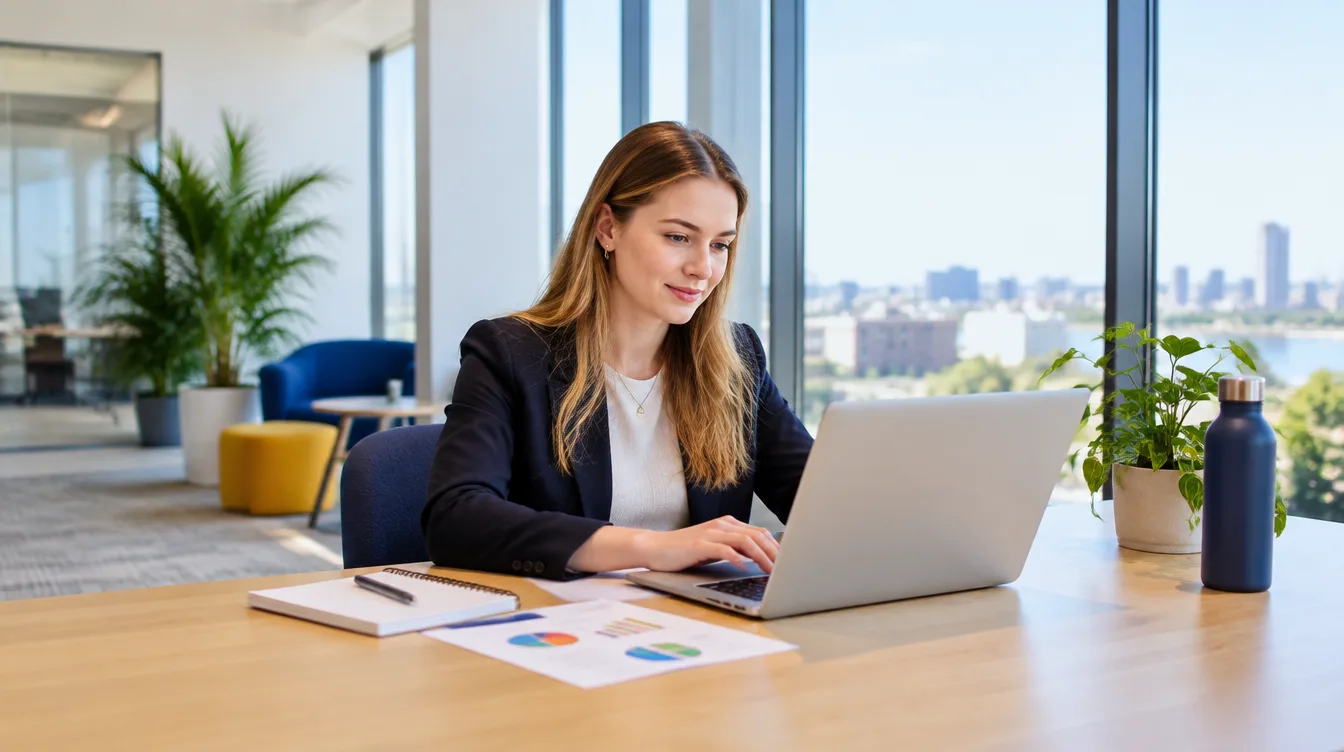 Aviva graduate scheme: UK graduate analyst working on a laptop in a modern office