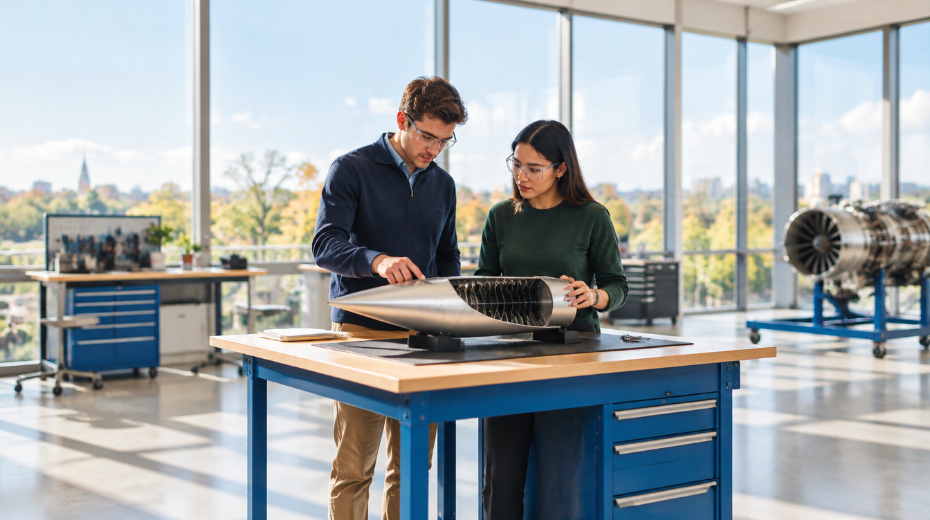 BAE Systems graduate scheme 2027: two graduate engineers examining an aerospace component in a workshop