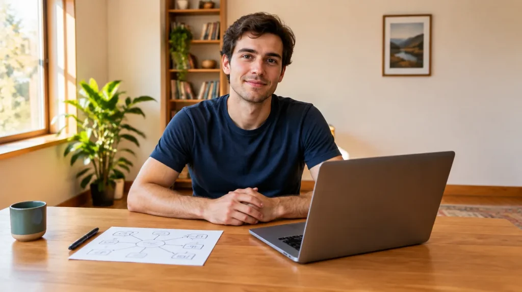 Candidate preparing for a Google graduate scheme video interview at home