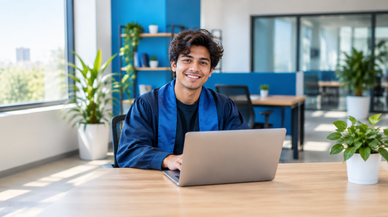 Graduate software engineer at a laptop, IBM graduate scheme