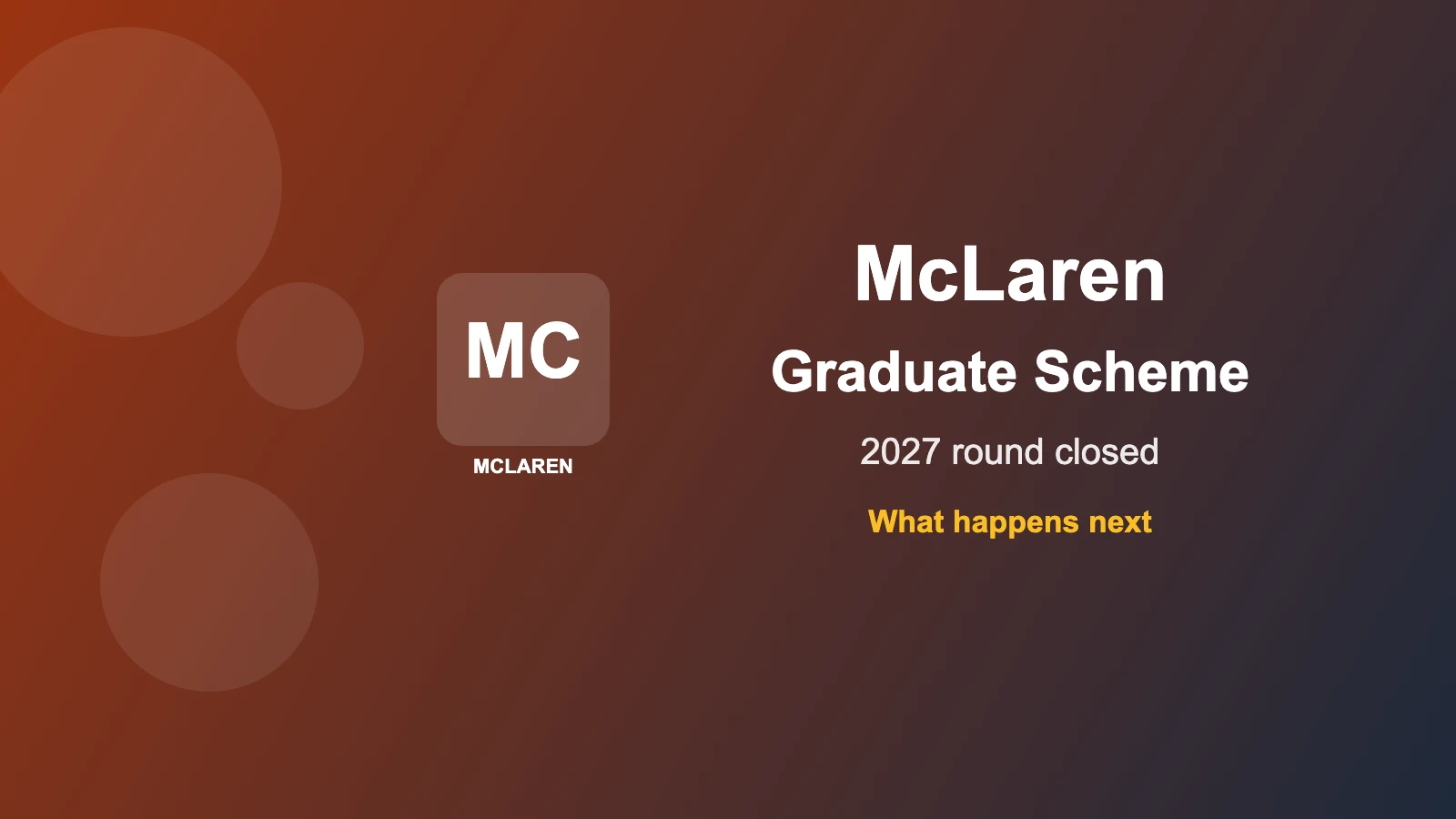 McLaren graduate scheme 2027: dates, stages and how to apply