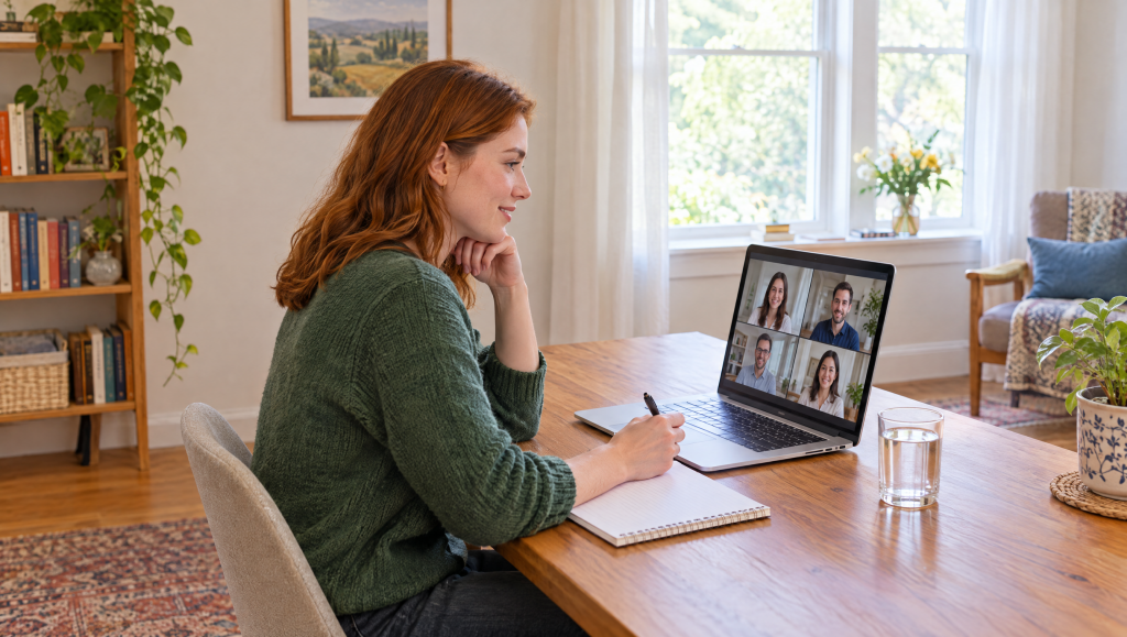 Candidate on a video call during a PwC virtual assessment centre