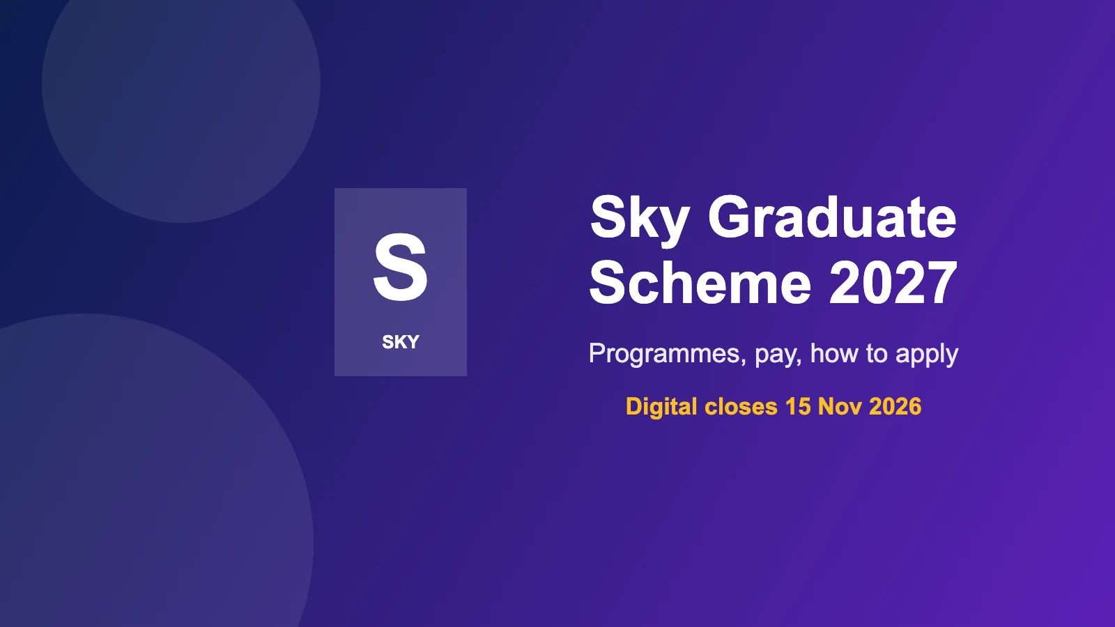 Sky graduate scheme 2027 programmes, pay and how to apply