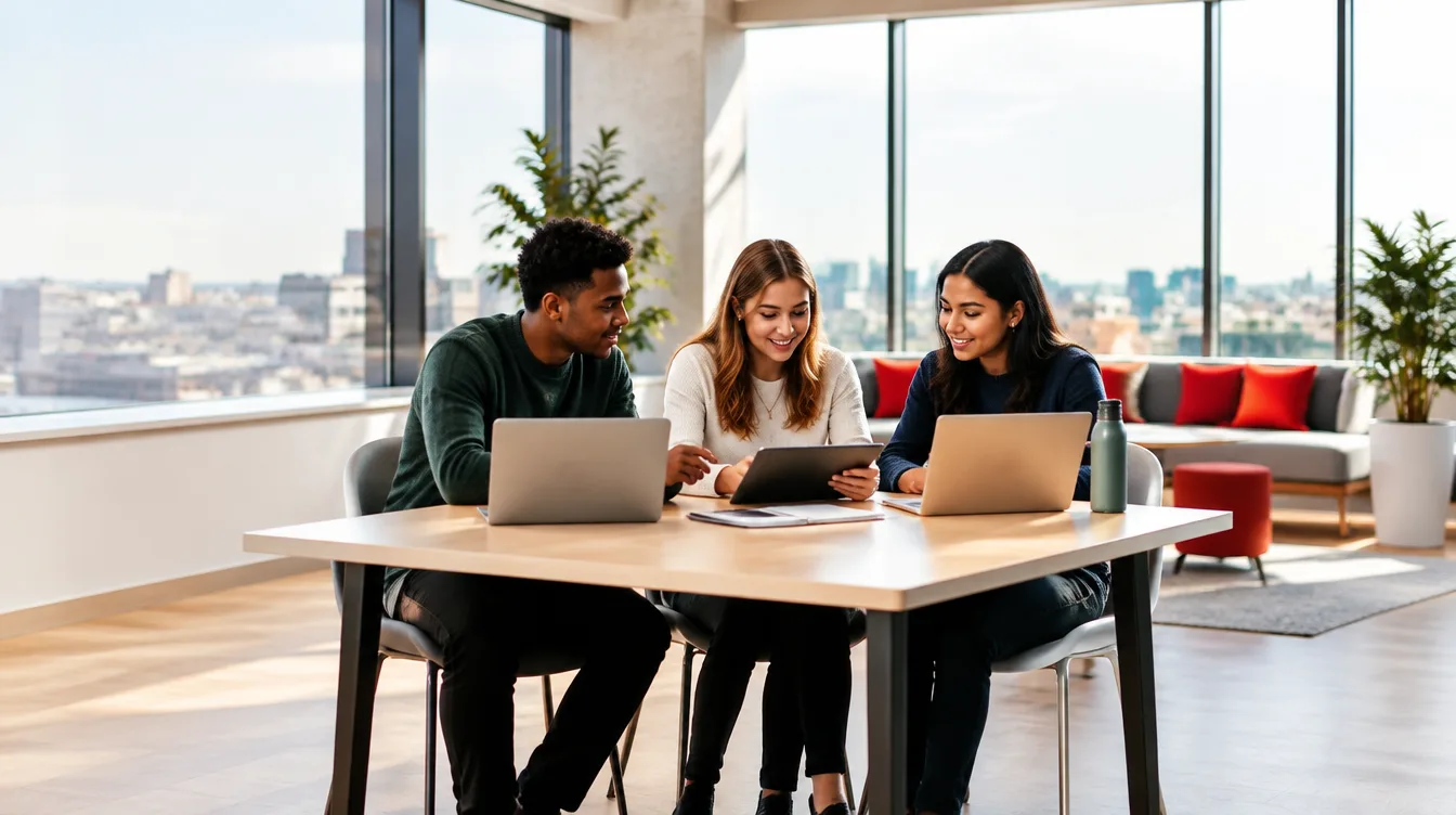 Vodafone graduate scheme application stages: graduates preparing together on laptops